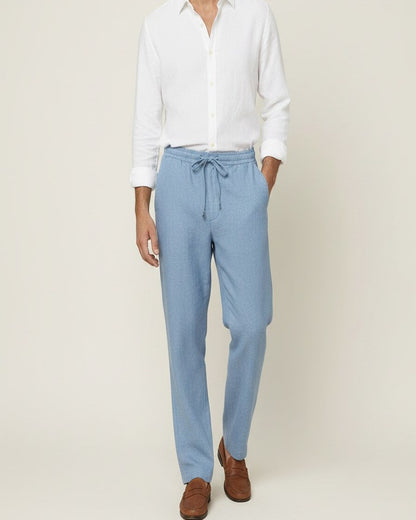 Lars Trousers - Relaxed Linen in Sky Blue - midsize front