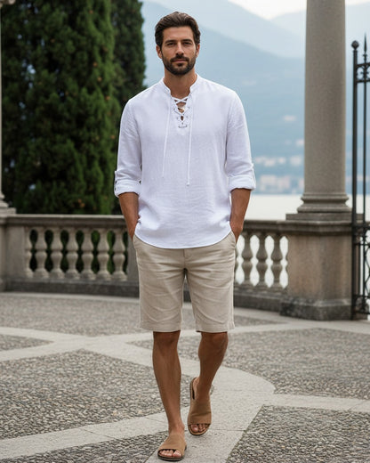 Nils Shirt - Linen in white - outdoor 1