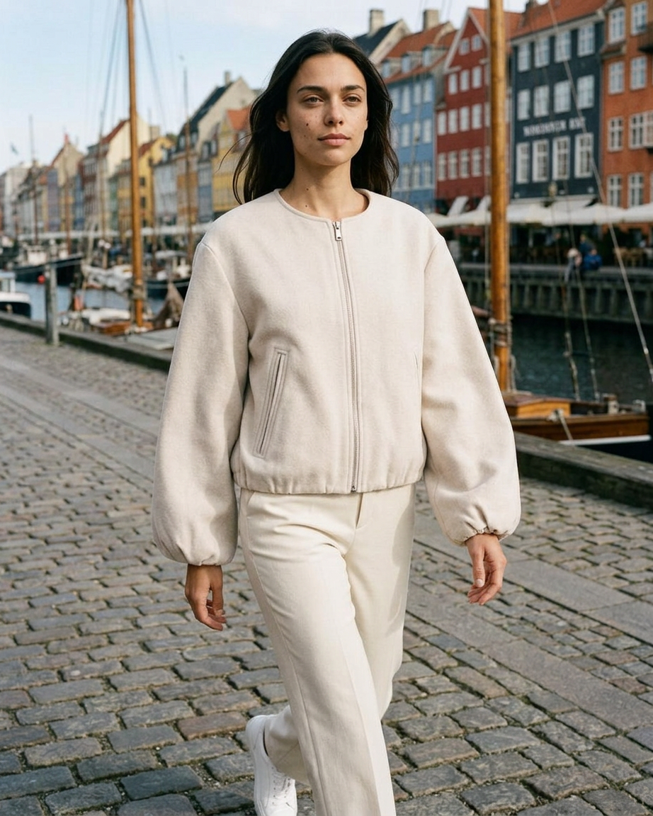Lior Jacket - Zip in Beige - outdoor 1