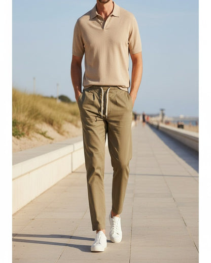Pael Trousers - Relaxed Linen in Khaki - outdoor 1