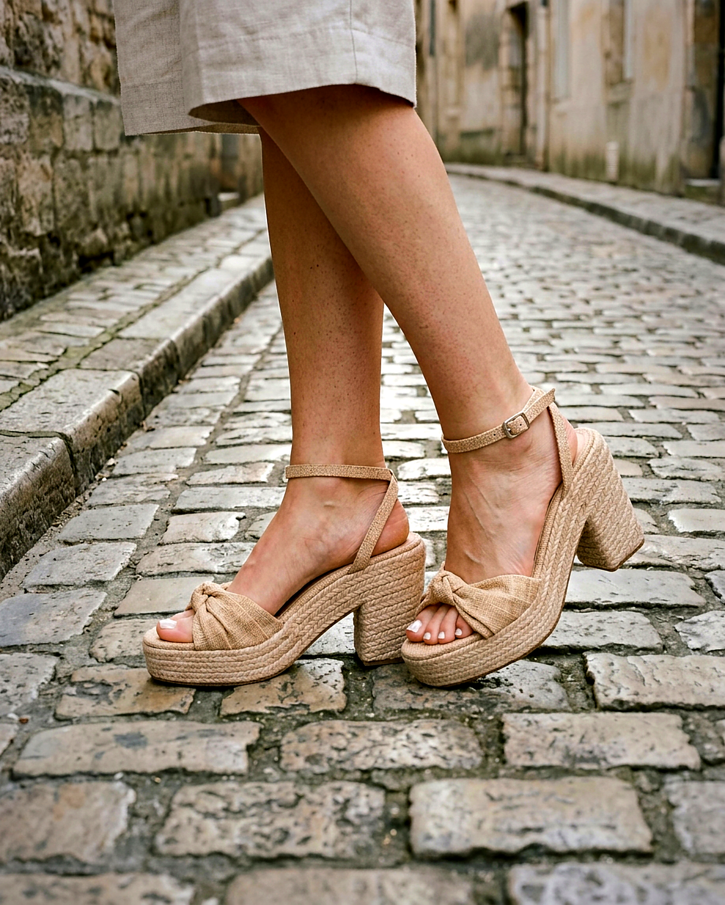 Rosa Sandals - Leather in Apricot