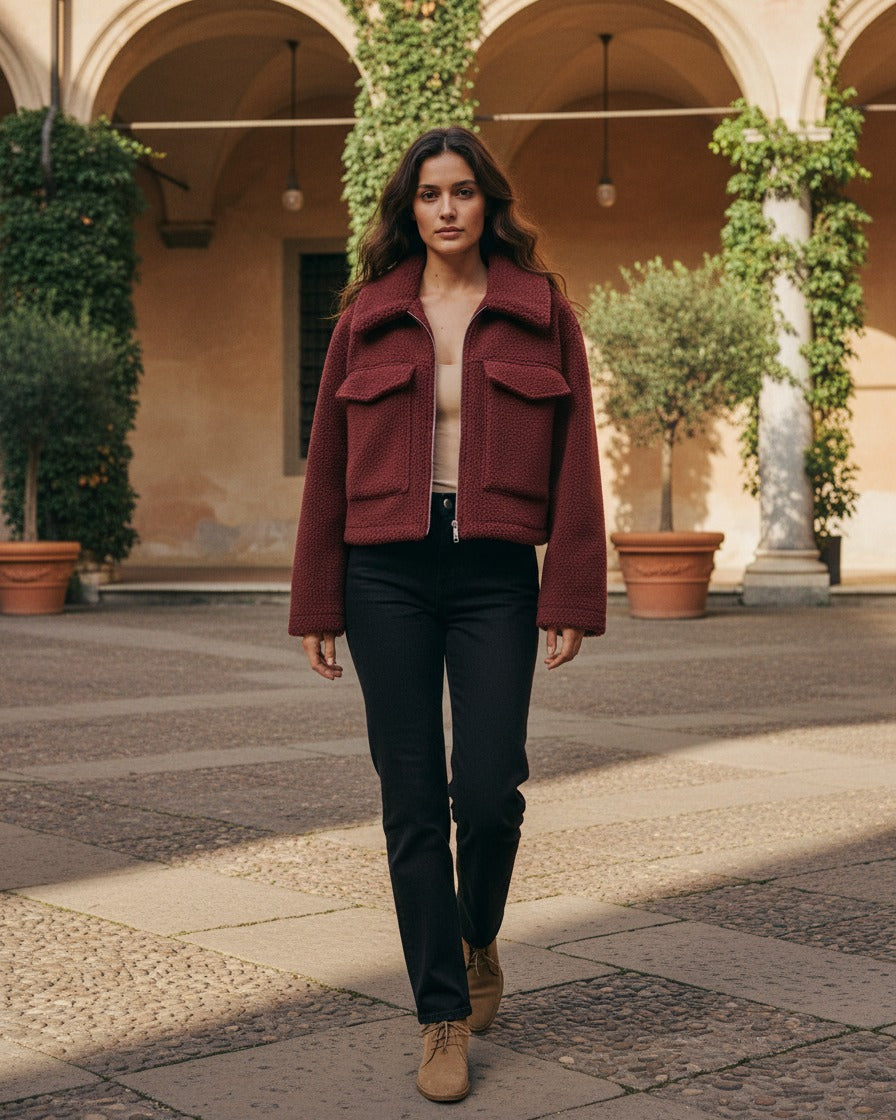 Quai Jacket - Zip in Wine Red