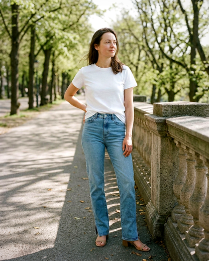 Romy Jeans - Straight-Leg High-Waist Zip Denim in Light Blue