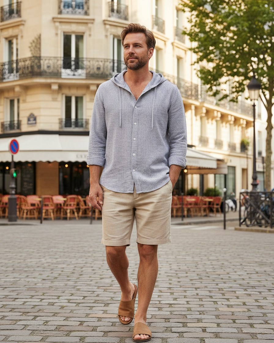 Tane Shirt - Linen in Gray - outdoor 1