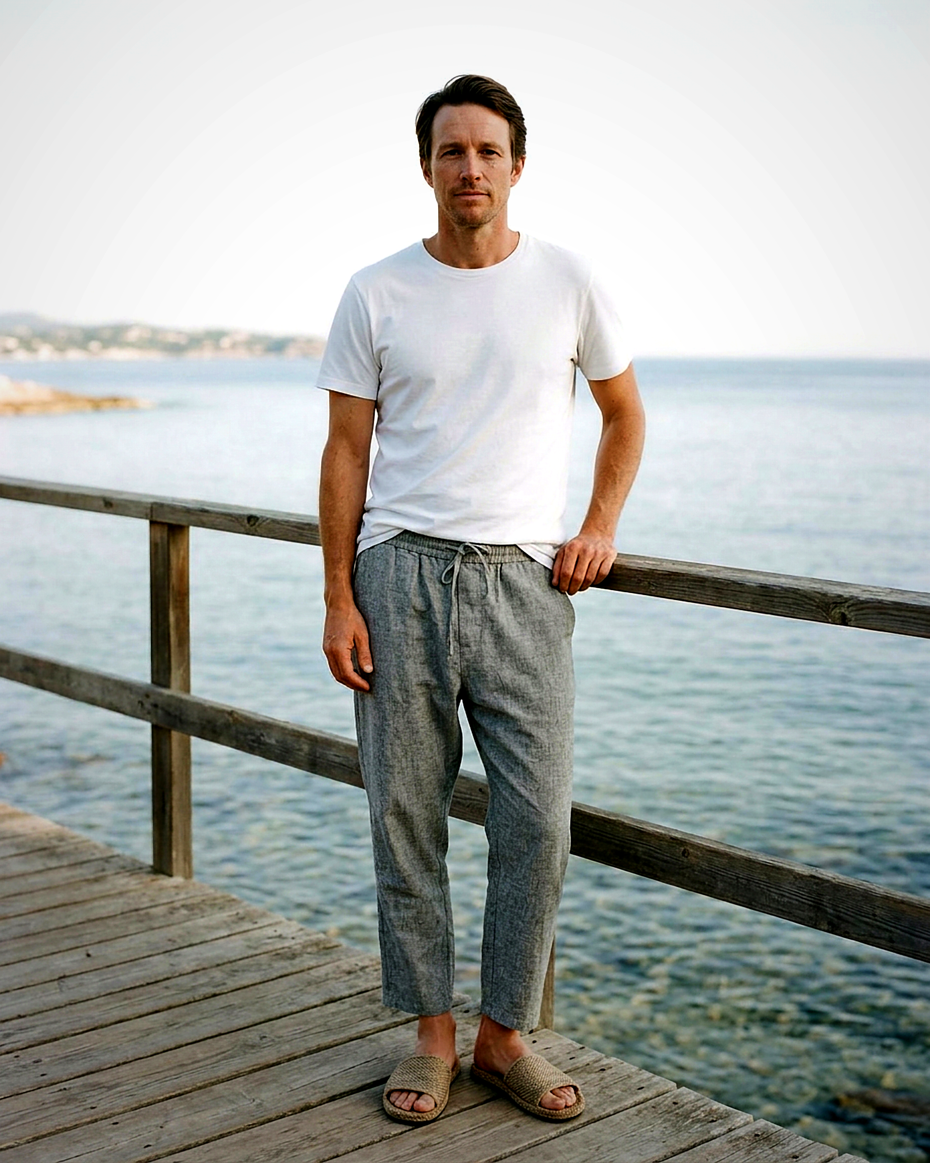 Onyx Trousers - Relaxed Linen in Light grey