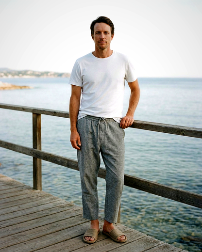 Onyx Trousers - Relaxed Linen in Light grey