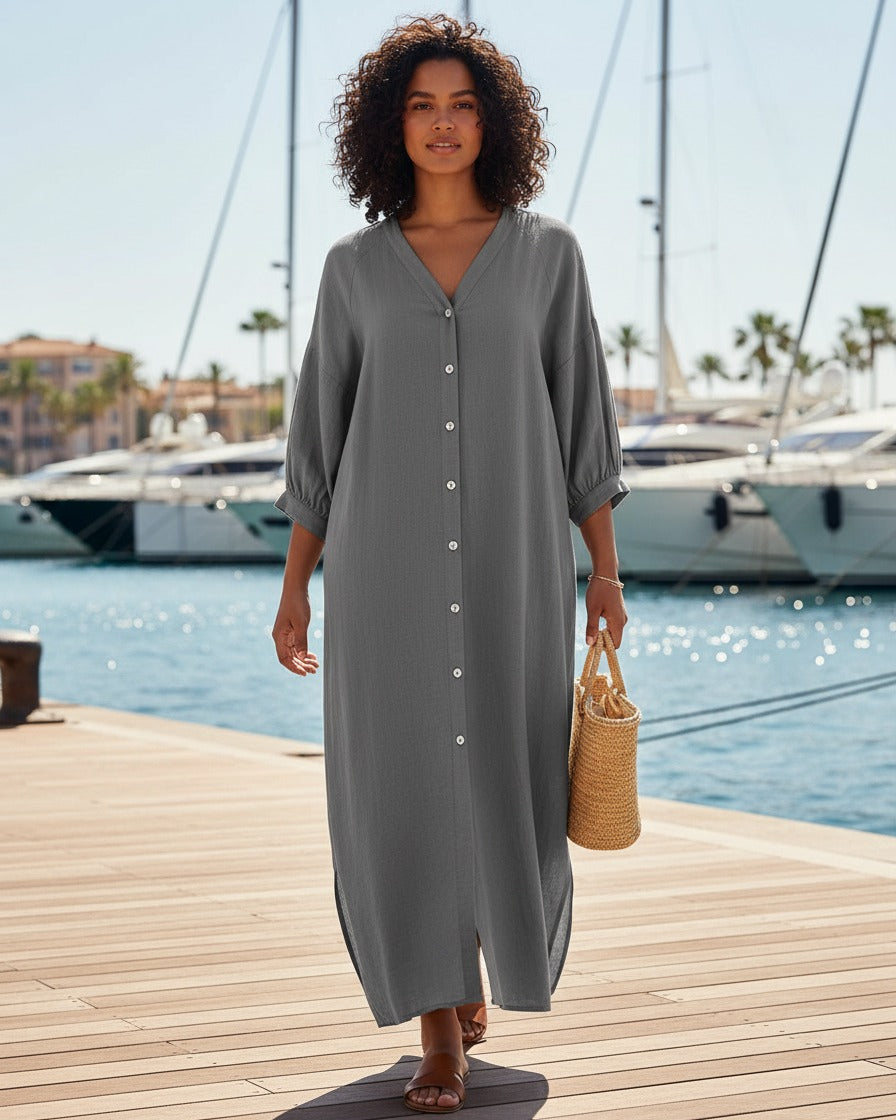 Tael Dress - Relaxed Linen in Gray