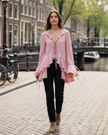 Brae Blouse in Pink - outdoor 1