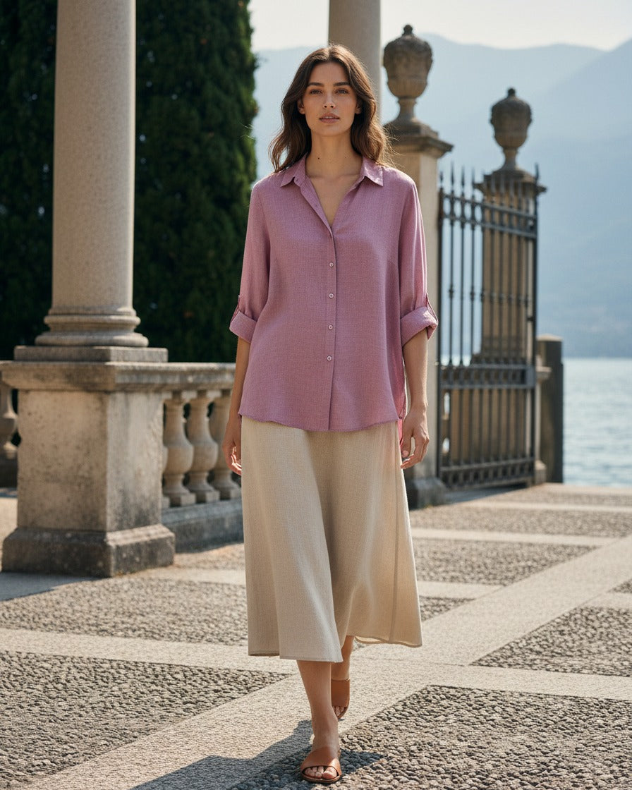 Lior Blouse - Relaxed Linen in Pink