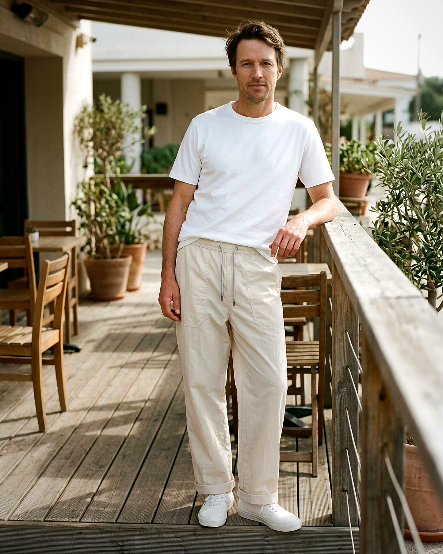 Glen Trousers - Relaxed Wide-Leg Denim in Apricot