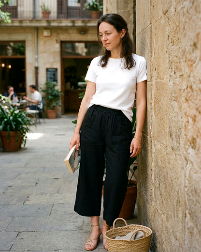 Liv Trousers - Relaxed Wide-Leg Linen in Black