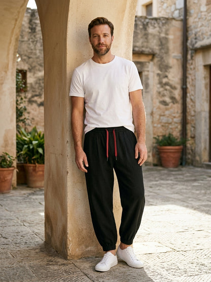 Yumiko Trousers - Light Linen Blend - Black