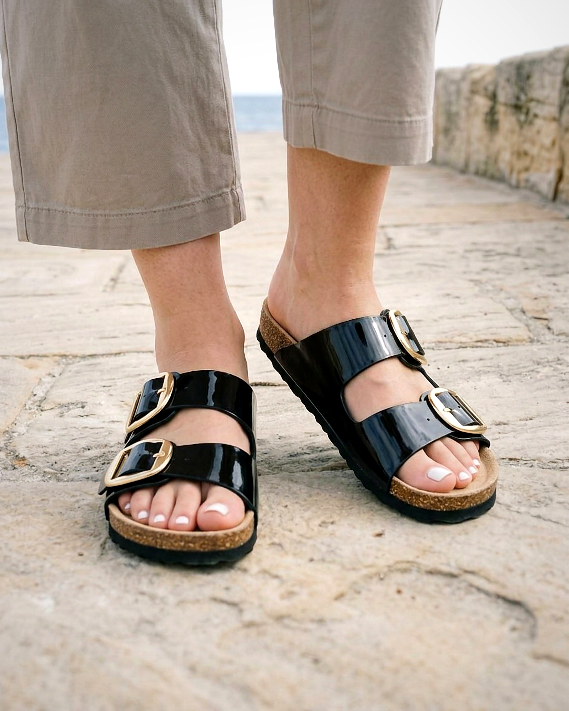 Harriet Sandals in Black Patent