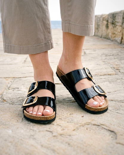 Harriet Sandals in Black Patent