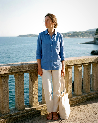 Marit Shirt - Relaxed Linen in Blue