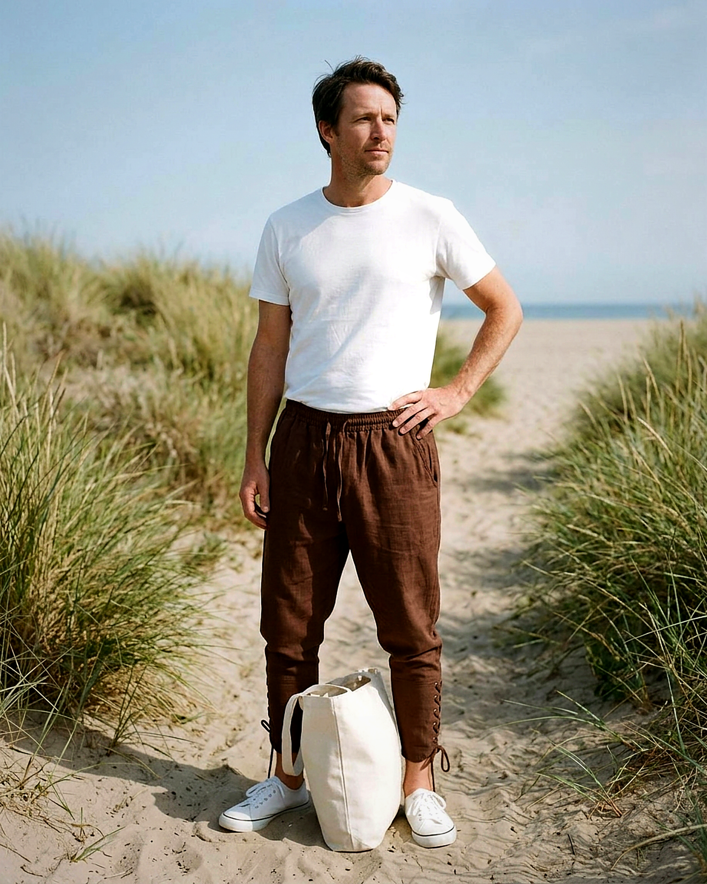 Marsh Trousers - Relaxed Linen in Brown - outdoor 1 brown