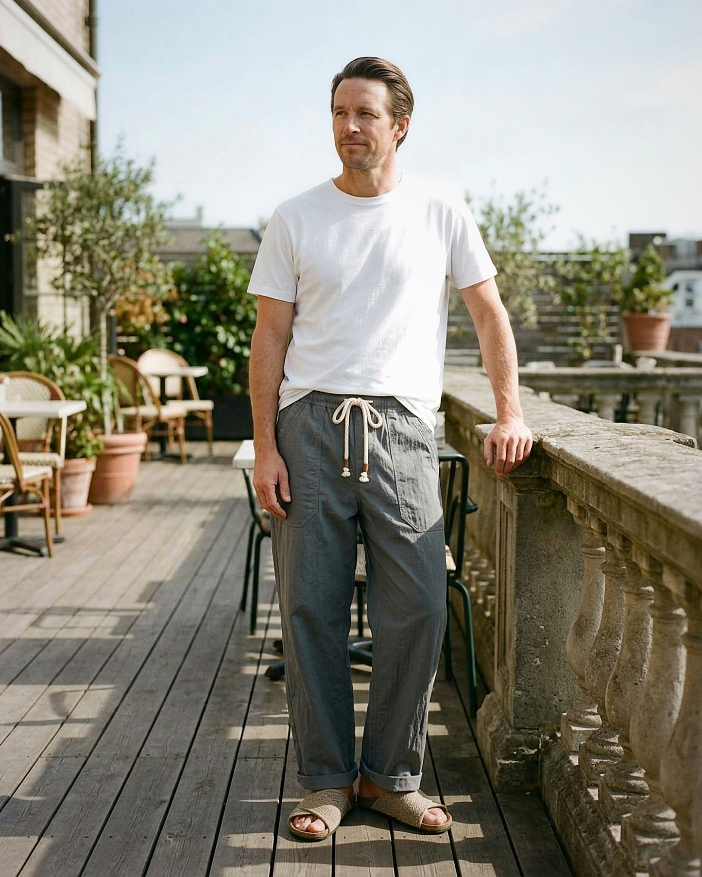 Glen Trousers - Relaxed Wide-Leg Denim in Grey