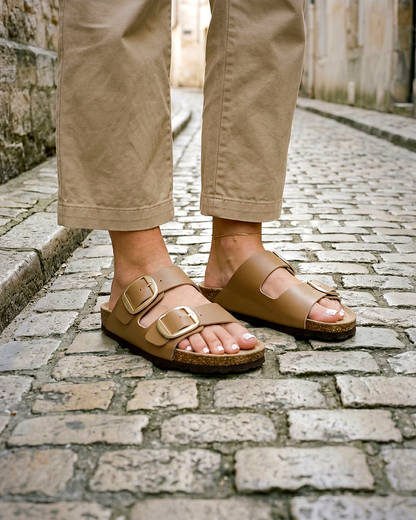 Harriet Sandals in Camel Brown