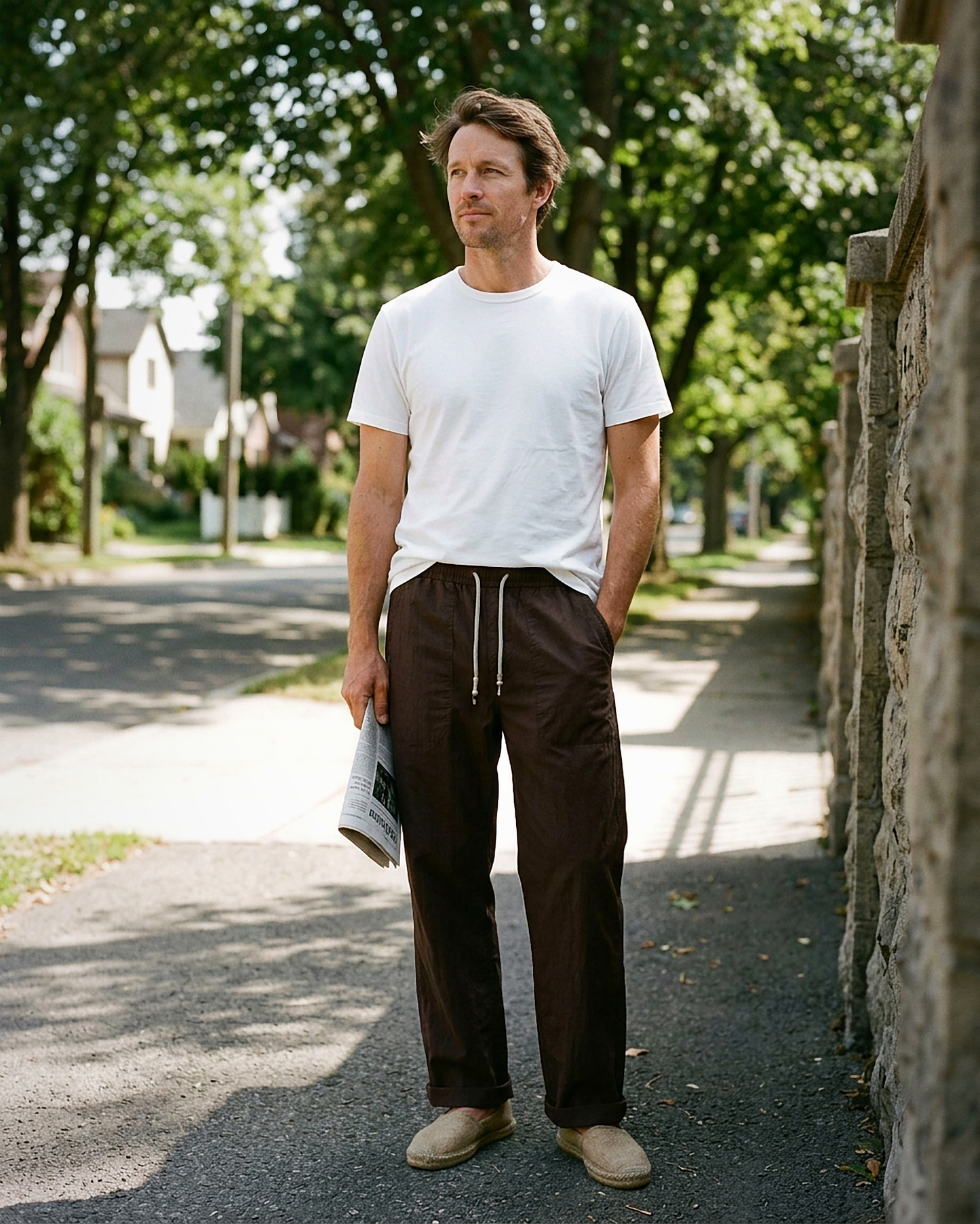 Glen Trousers - Relaxed Wide-Leg Denim in Coffee