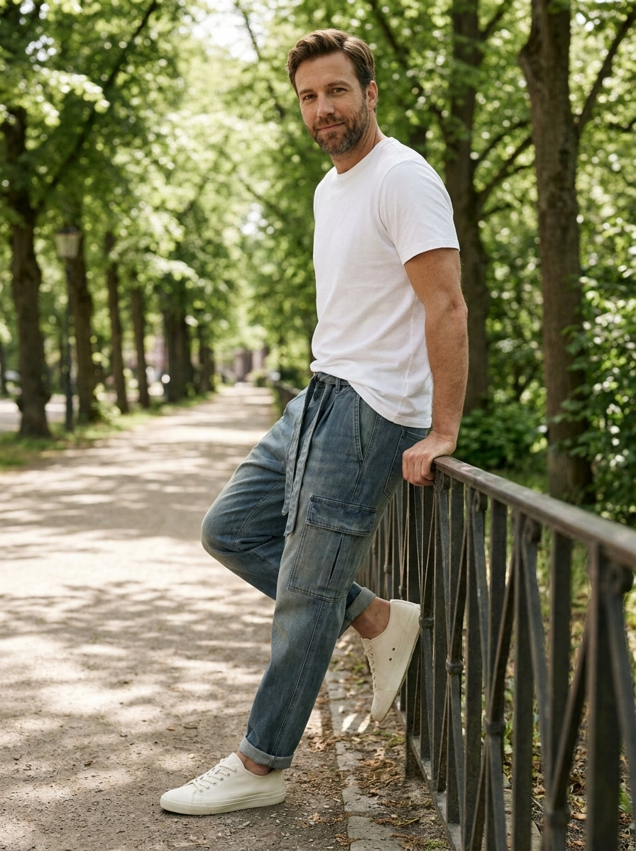 Oren Trousers - Harem Denim - Dirty Blue
