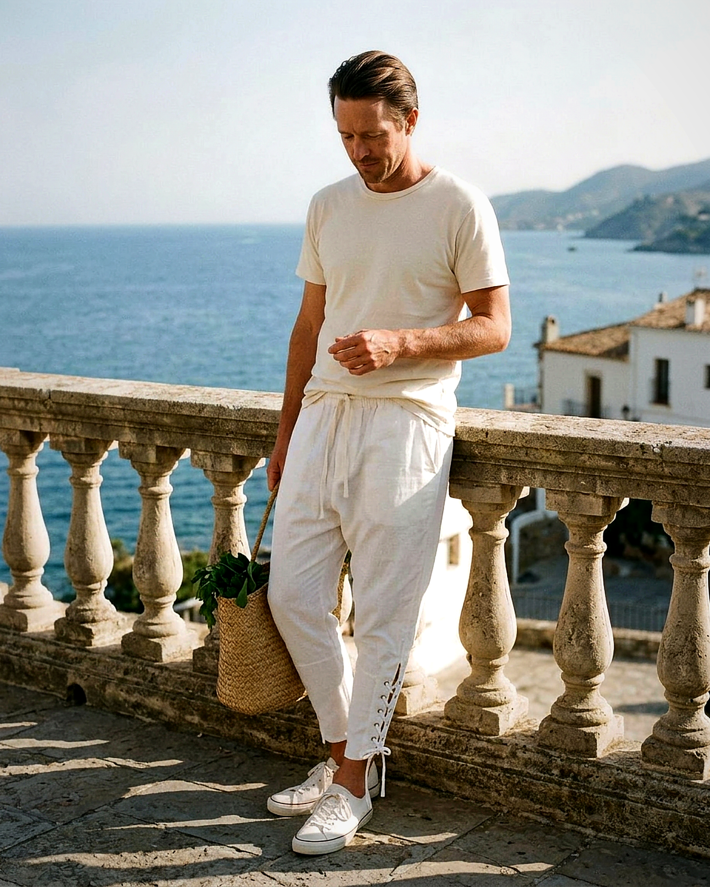 Marsh Trousers - Relaxed Linen in White - outdoor 1