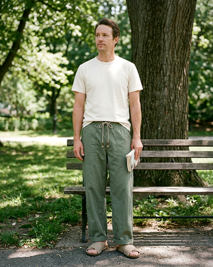Glen Trousers - Relaxed Wide-Leg Denim in Green