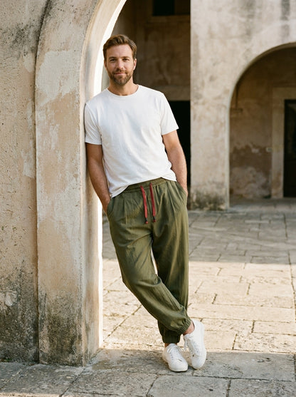 Yumiko Trousers - Light Linen Blend - Green