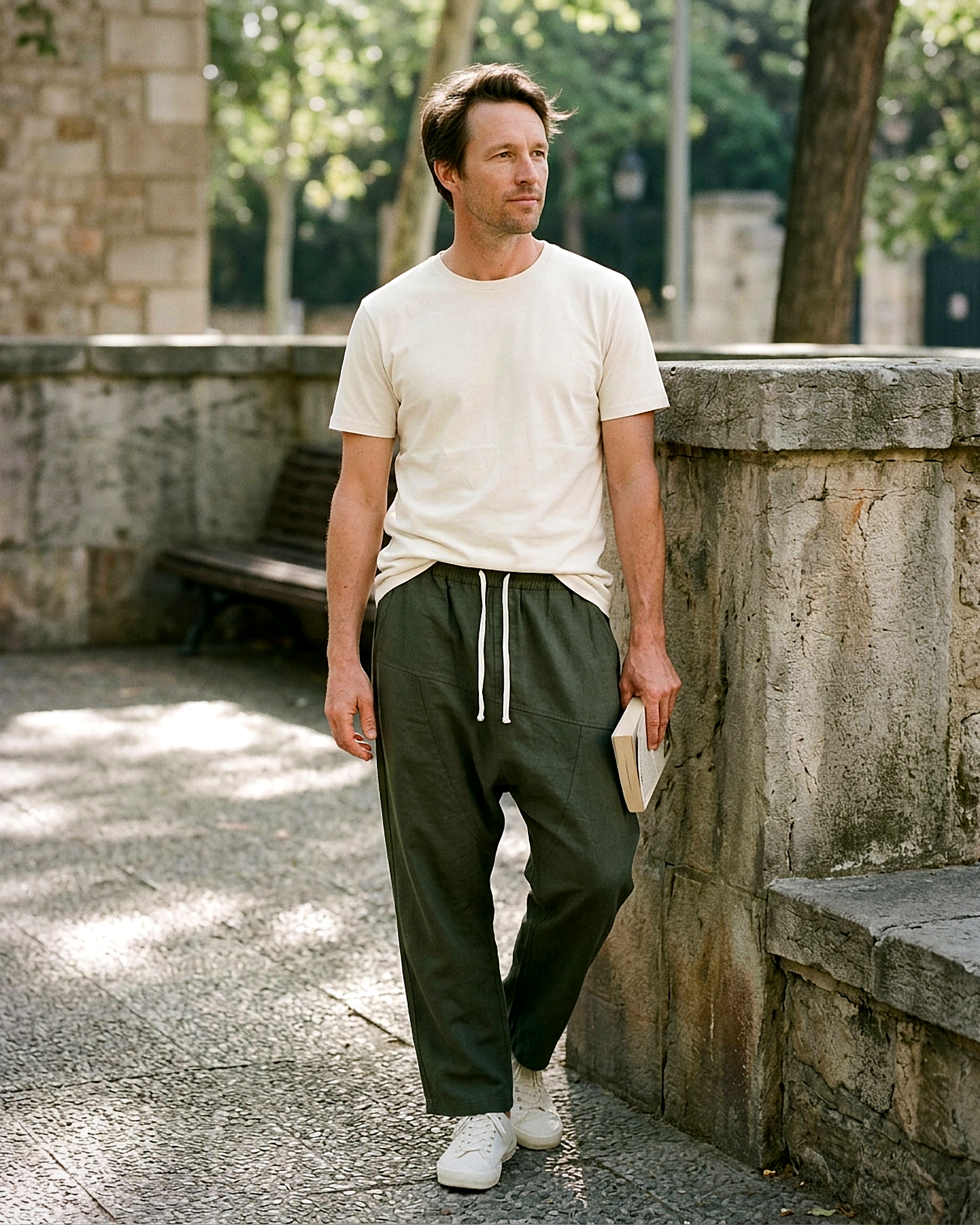 Signature Trousers - Relaxed Wide-Leg Denim in Military Green