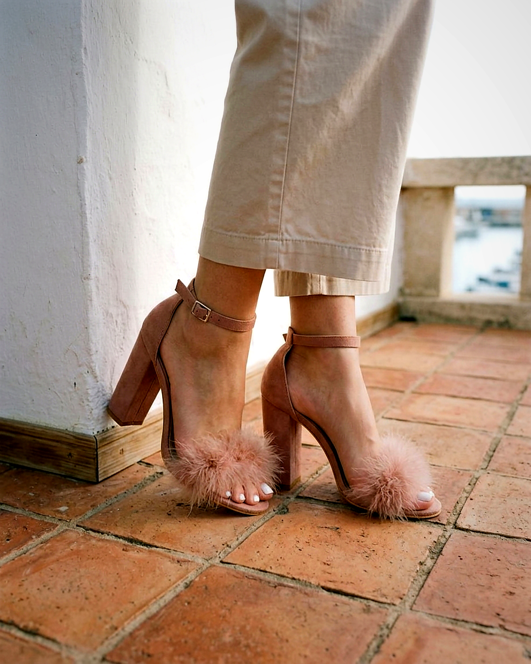 Sylvie Sandals - Block-Heel Suede in Pink