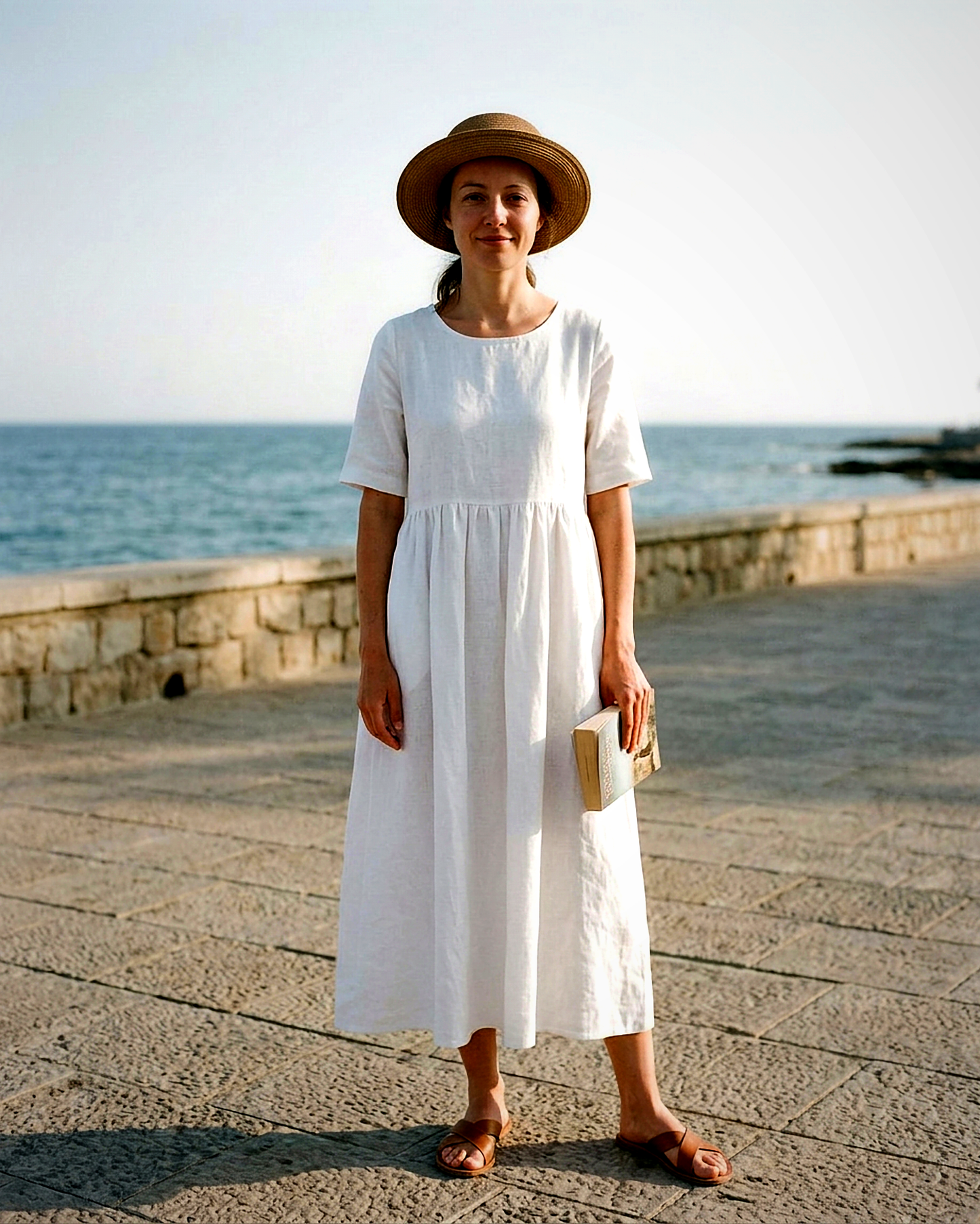 Odette Dress - Relaxed Linen in WHITE