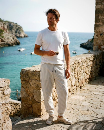 Porter Trousers - Relaxed Linen in White pants men