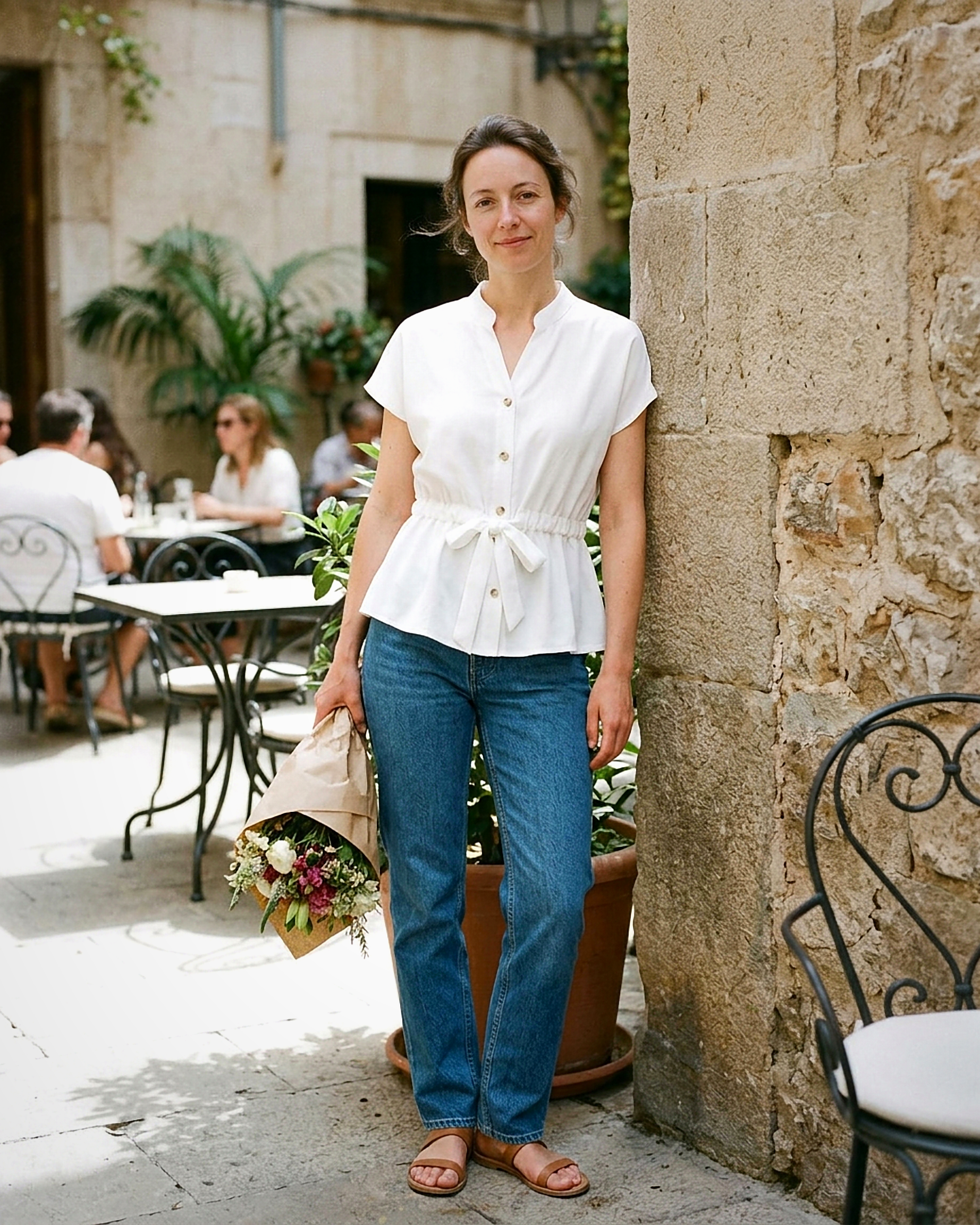 Tabitha Blouse - Relaxed Stand-Collar in White Shirt