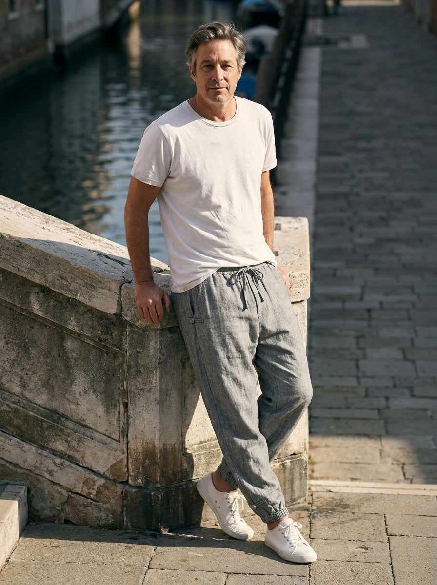 Raijin Trousers - Cuffed Harem - White Heather