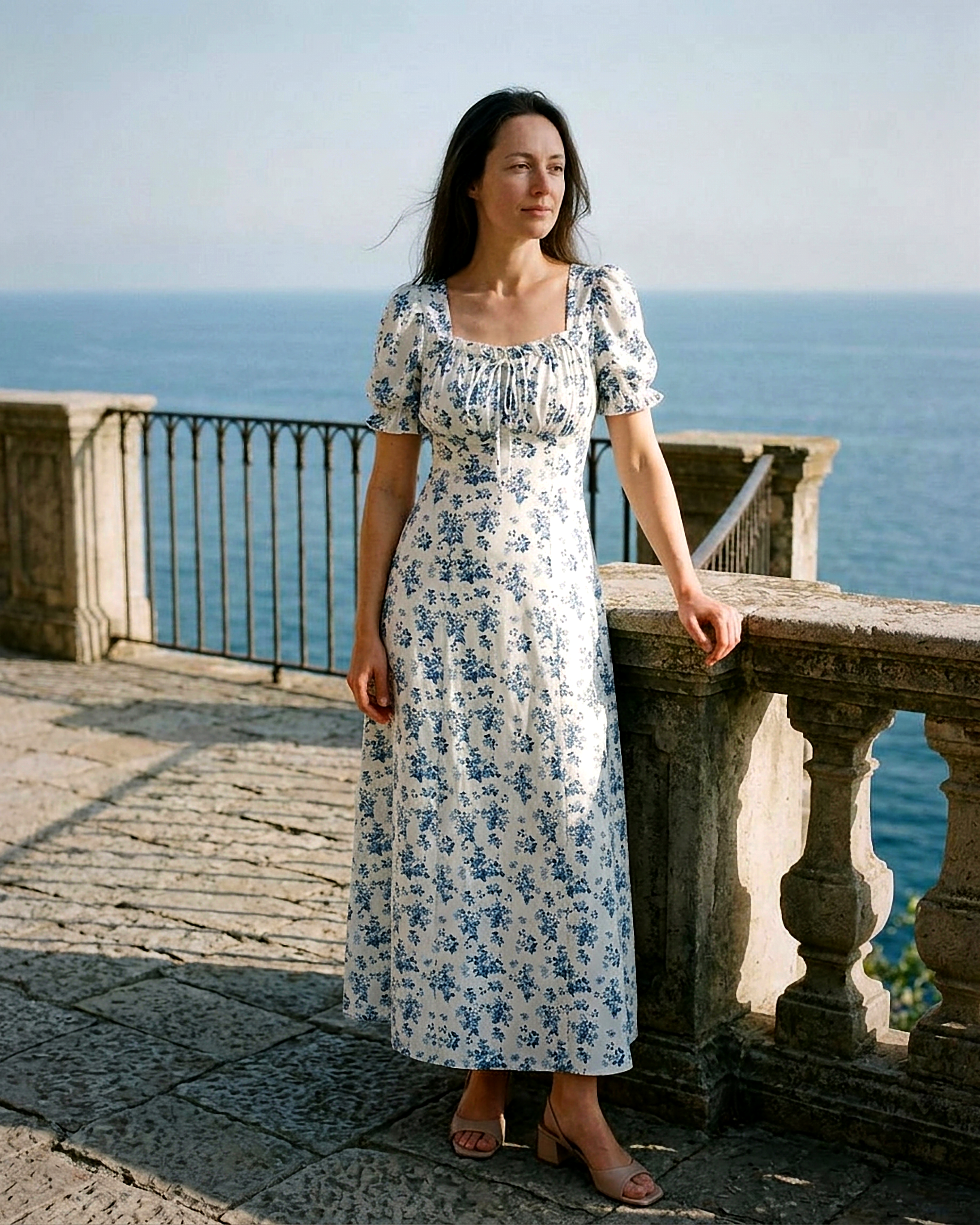 Wilma Dress in WHITE - outdoor 2