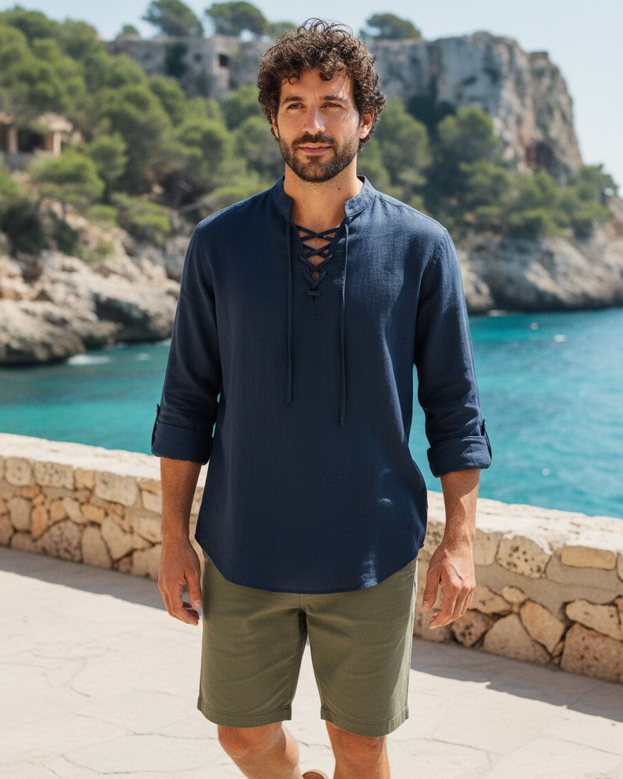 Vael Shirt - Relaxed Denim in Navy - outdoor 2