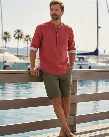Wren Shirt - Relaxed Linen in Red