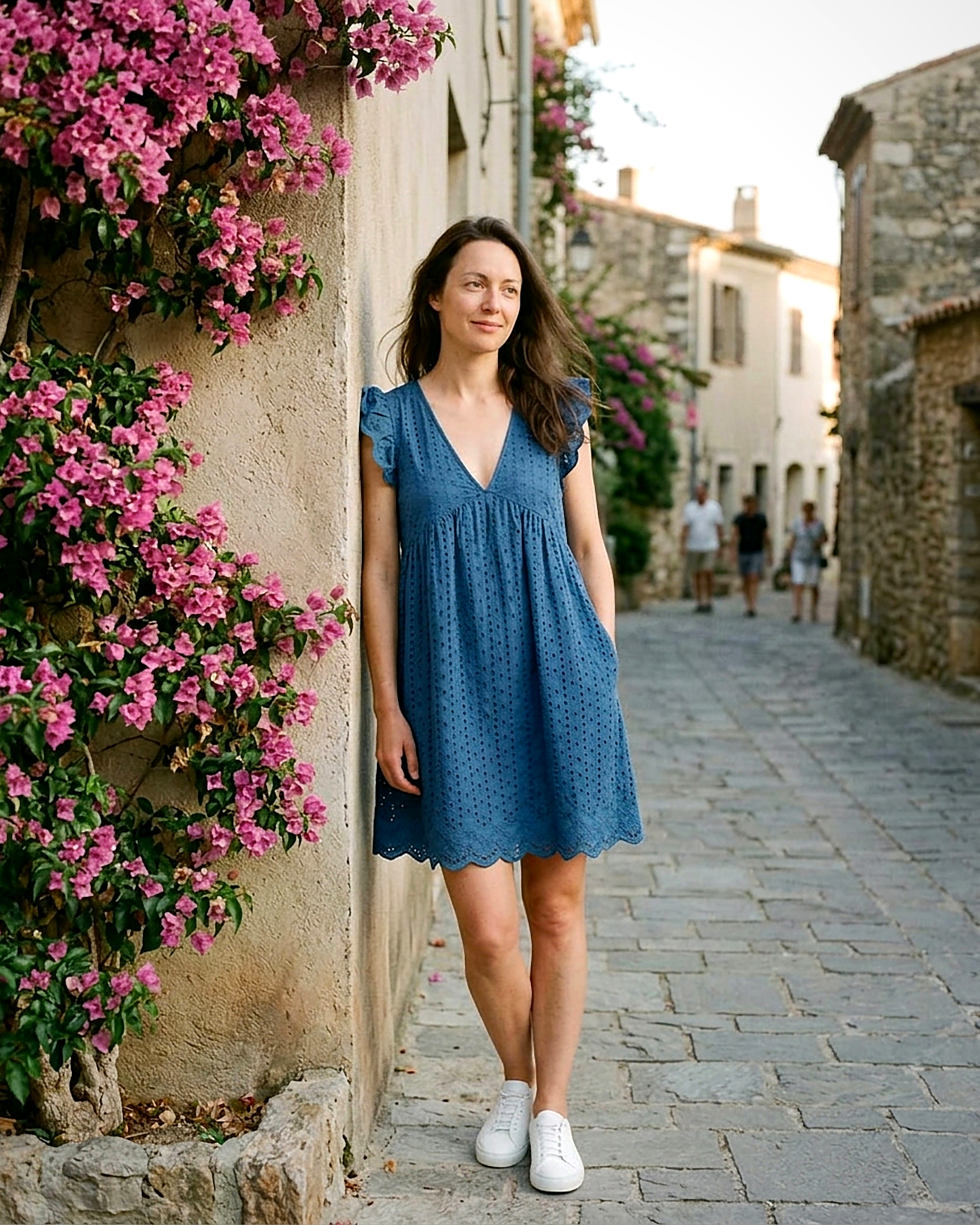 Ivy Dress in Blue - outdoor 2