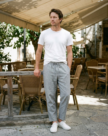 Onyx Trousers - Relaxed Linen in Light grey - outdoor 2