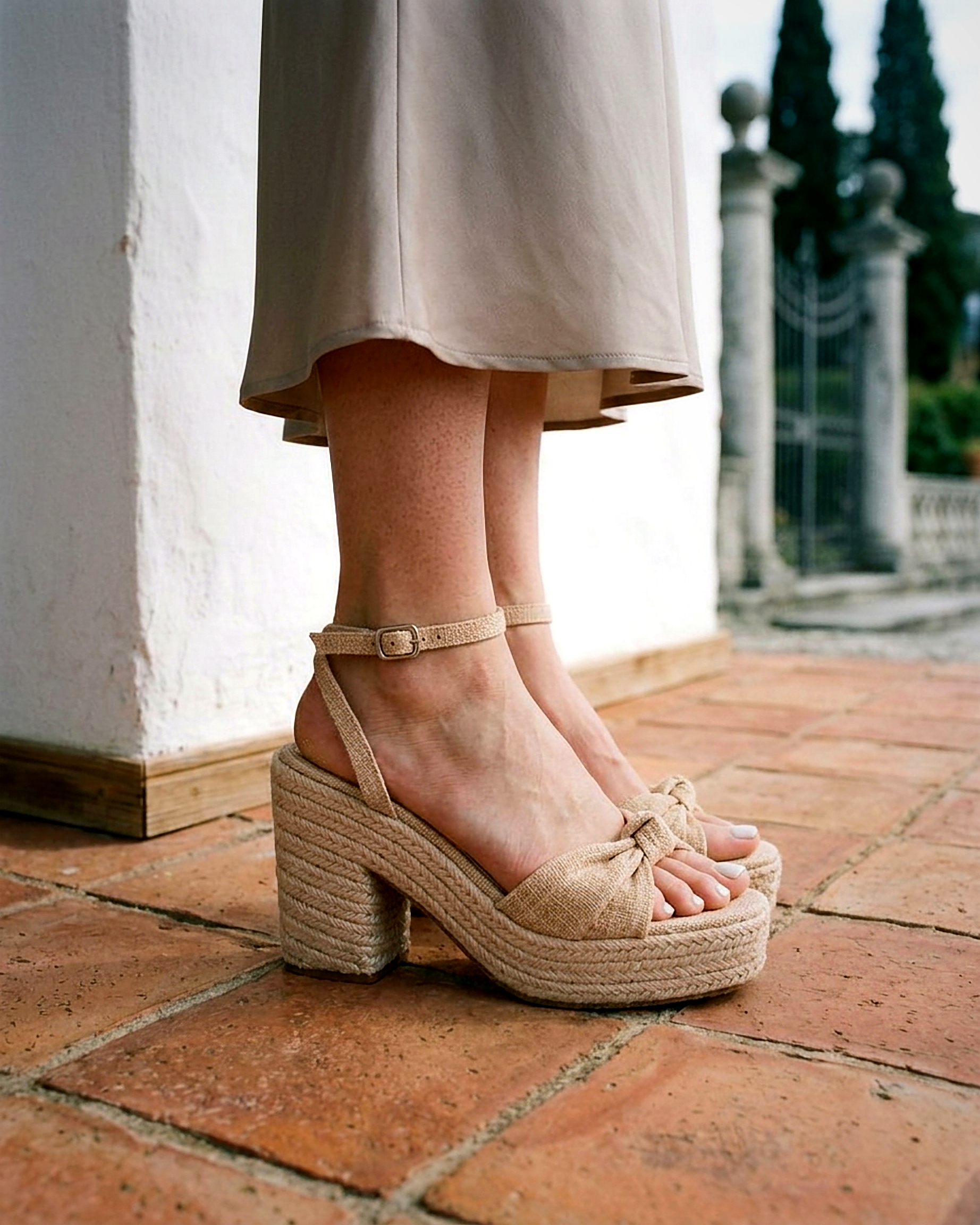 Rosa Sandals - Leather in Apricot - outdoor 2