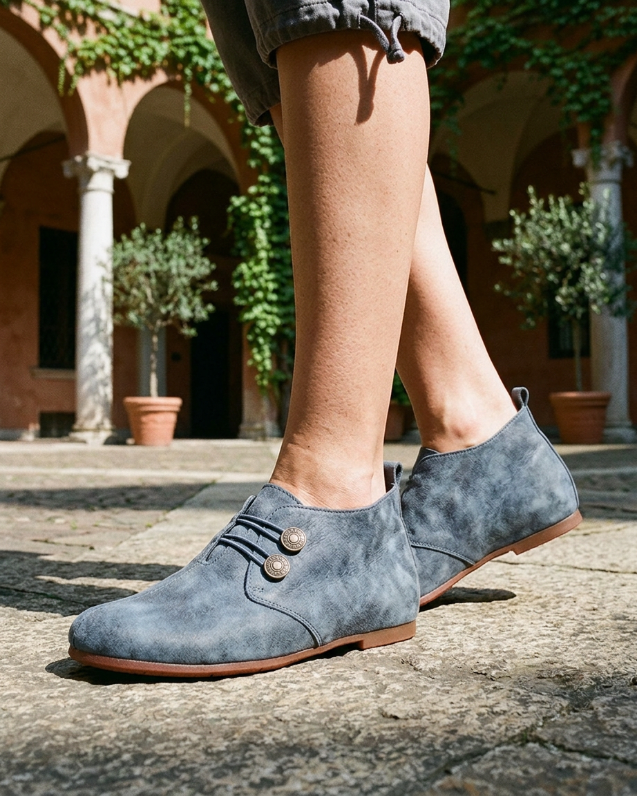 Xael Shoes - Leather in Blue - outdoor 2