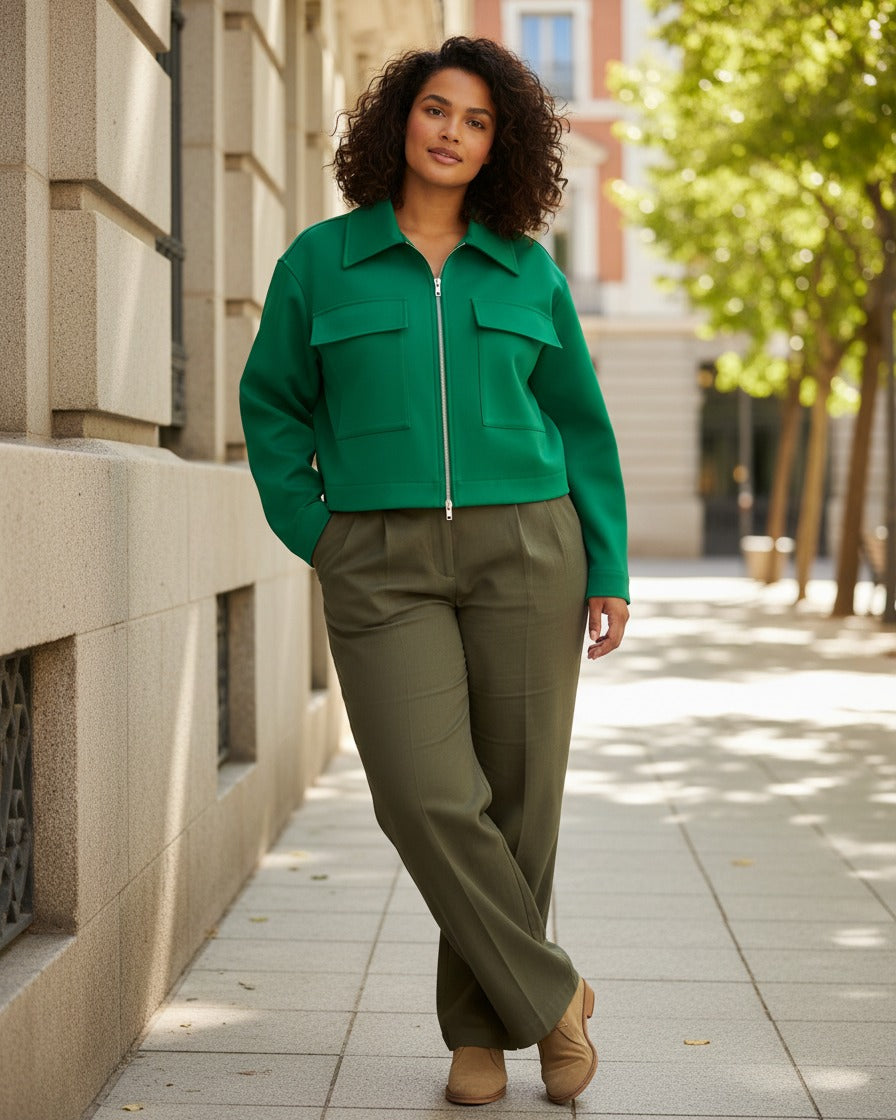 Oran Jacket - Zip in green