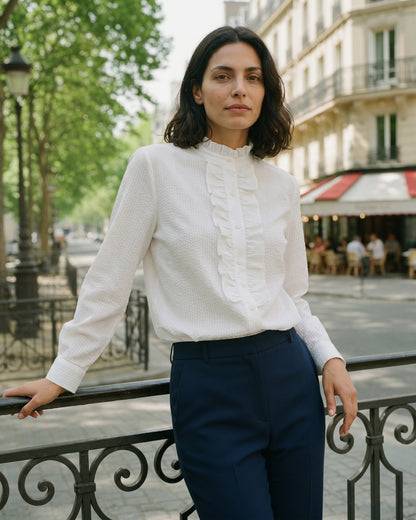 Zeno Blouse - Stand-Collar in WHITE