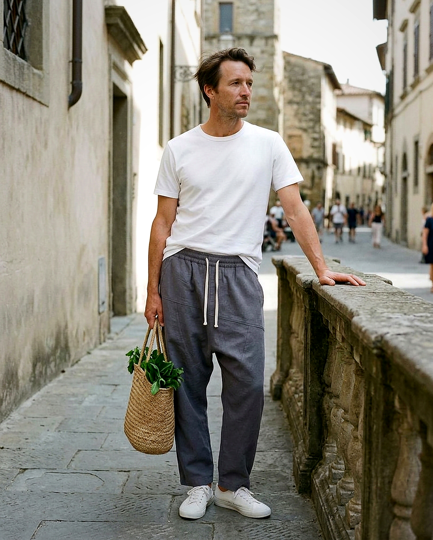 Signature Trousers - Relaxed Wide-Leg Denim in Grey - outdoor 2