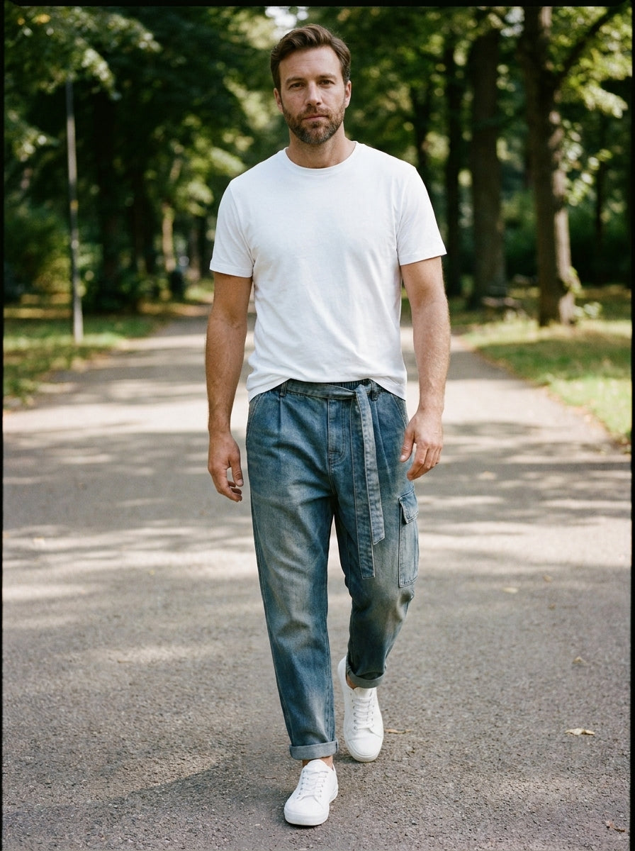 Oren Trousers - Harem Denim - Dirty Blue