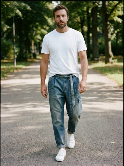 Oren Trousers - Harem Denim - Dirty Blue