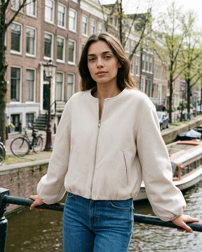 Lior Jacket - Zip in Beige - outdoor 2