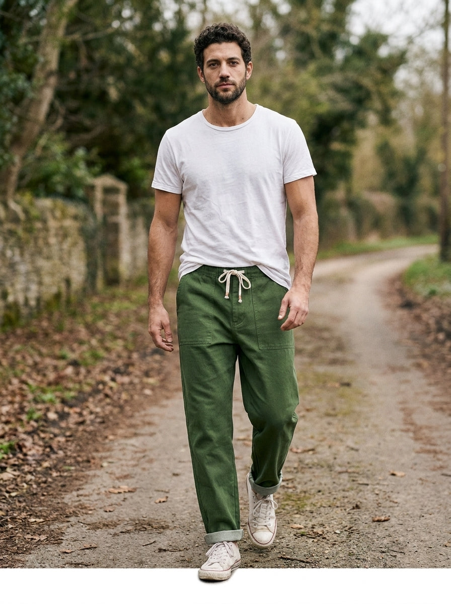 Hiroshi Trousers - Tailored Drawstring - Green