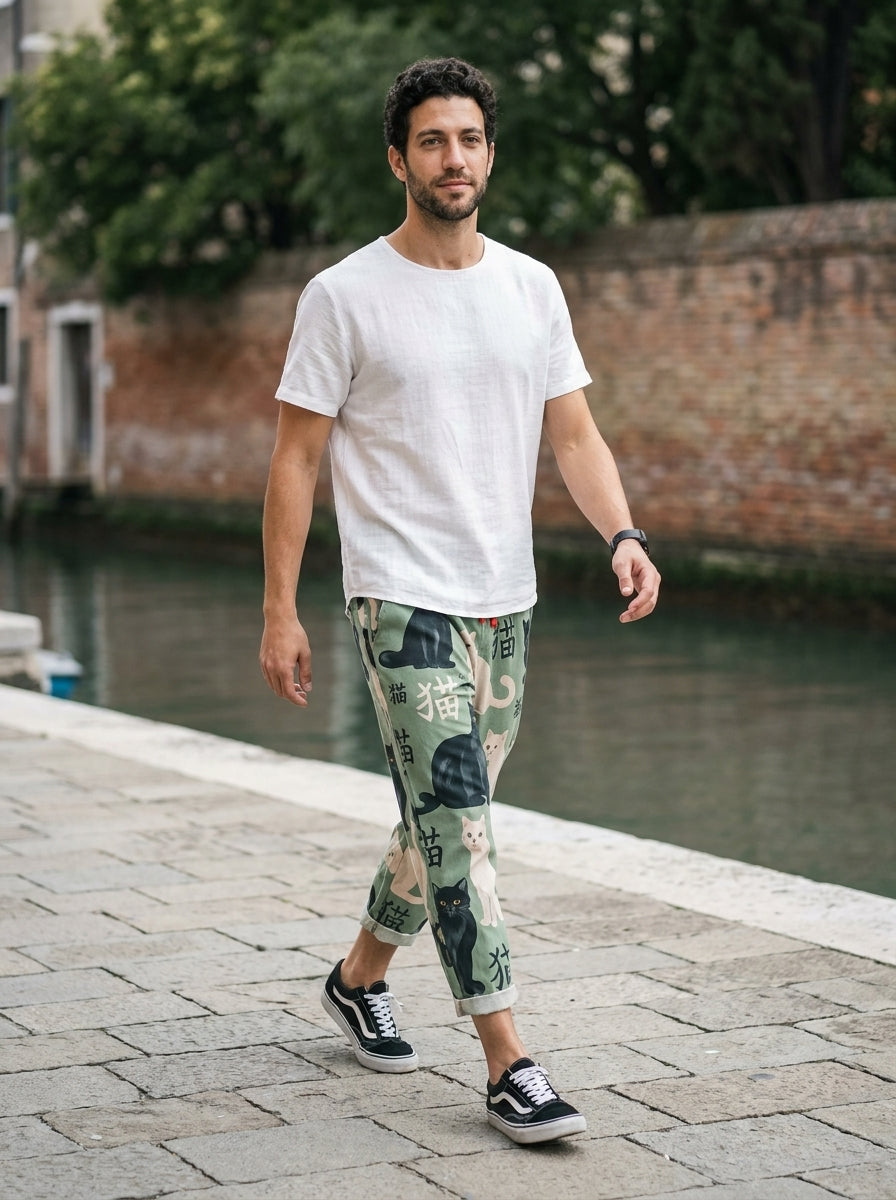Pantalon 7/8 imprimé Neko Kaito