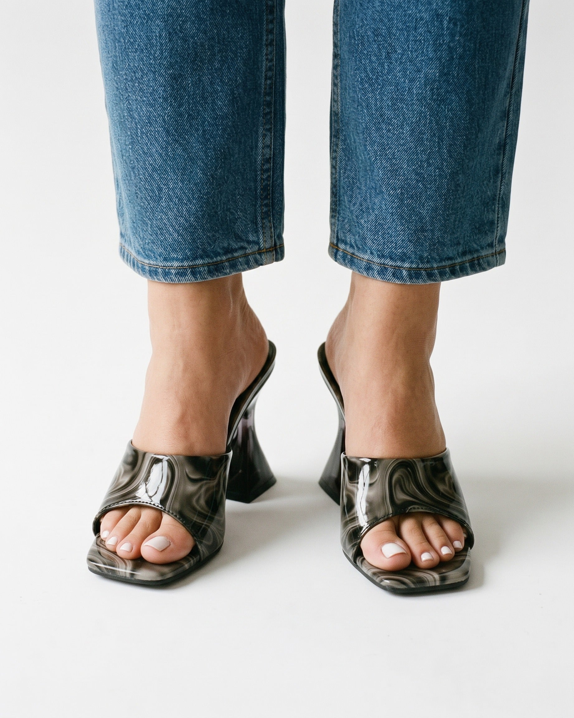Haas Shoes - Square-Toe Leather in Black - plus front