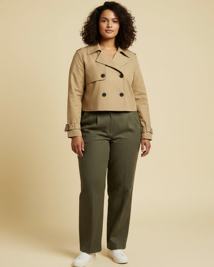 Aster Coat in Khaki - plus front
